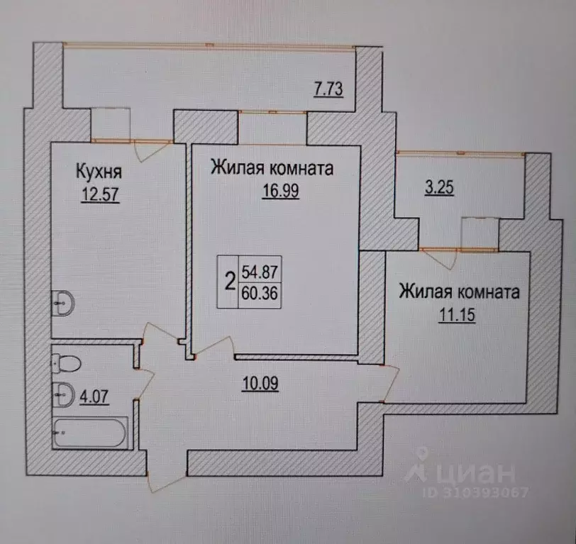 2-к кв. Амурская область, Благовещенск Литейная ул., 95 (54.0 м) - Фото 0