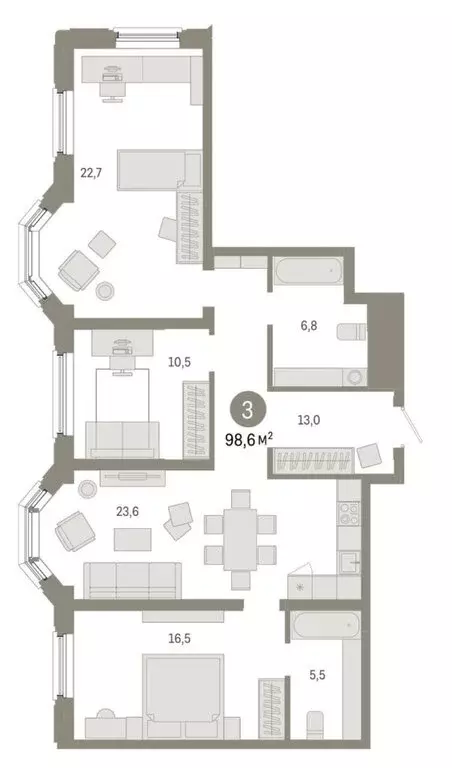 3-комнатная квартира: Екатеринбург, Печёрская улица, 4А (98.6 м) - Фото 0