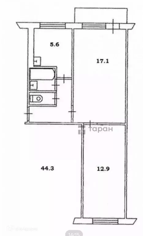 2-к кв. Челябинская область, Челябинск ул. Южный Бульвар, 47 (44.1 м) - Фото 2