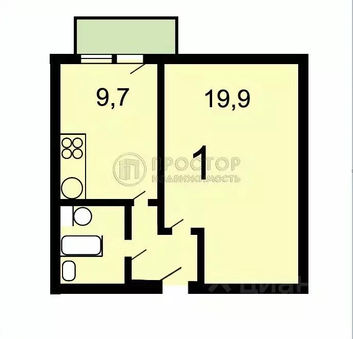 1-к кв. Москва ул. Куусинена, 6АК1 (34.6 м) - Фото 2