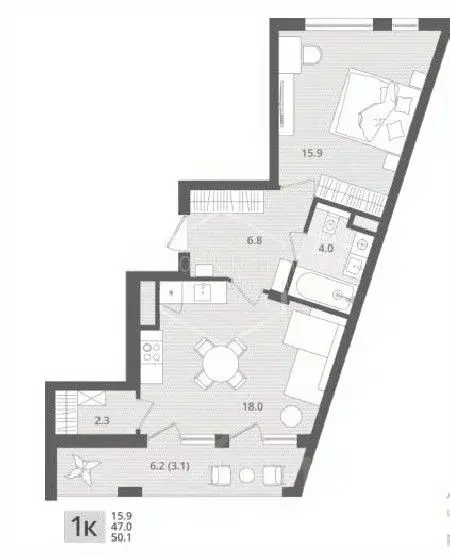 1-к кв. Калининградская область, Пионерский пос. Рыбное,  (50.1 м) - Фото 1