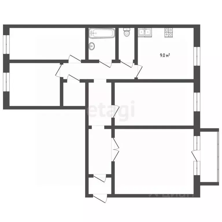 4-к кв. Челябинская область, Миасс бул. Карпова, 10 (78.6 м) - Фото 2
