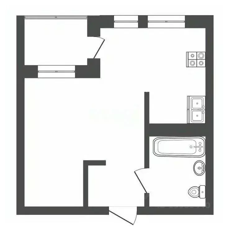 Студия Тюменская область, Тюмень ул. Пожарных и Спасателей, 5 (29.1 м) - Фото 2
