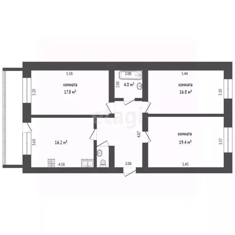 3-к кв. Тюменская область, Тобольск Революционная ул., 19 (89.4 м) - Фото 2
