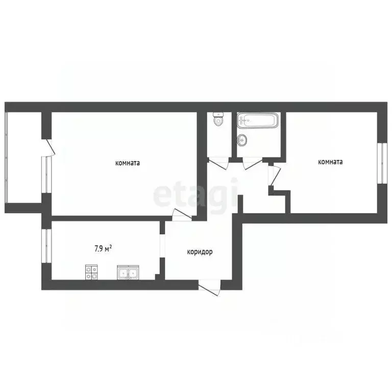 2-к кв. Архангельская область, Котлас просп. Мира, 40А (51.6 м) - Фото 1