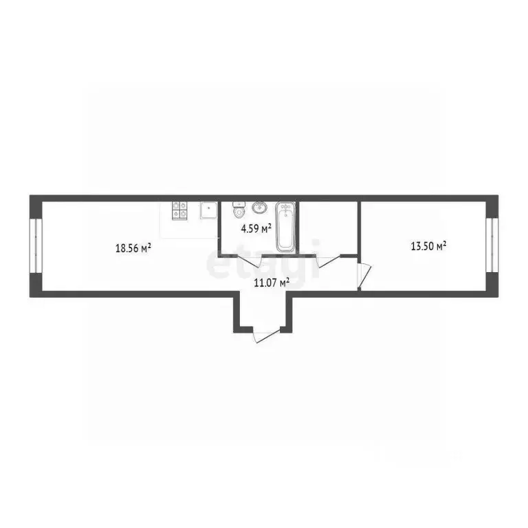 1-к кв. Тюменская область, Тюмень Харьковская ул., 72А (48.2 м) - Фото 2