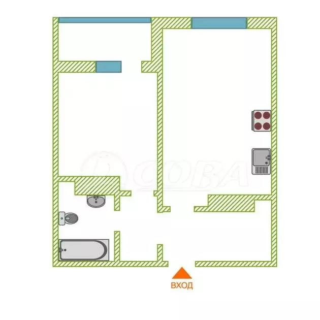 1-комнатная квартира: Тюмень, улица Вадима Бованенко, 4к1 (36 м) - Фото 1