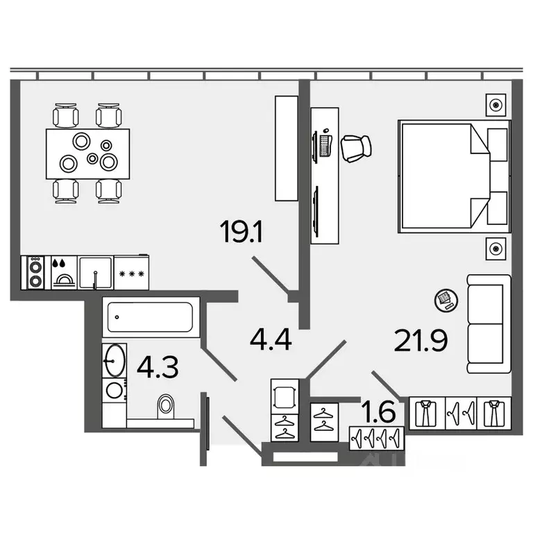 1-к кв. Санкт-Петербург Ташкентская ул., 6к2 (49.9 м) - Фото 0