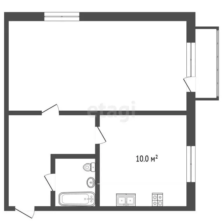 1-комнатная квартира: Кремёнки, Молодёжная улица, 9 (40.6 м) - Фото 1