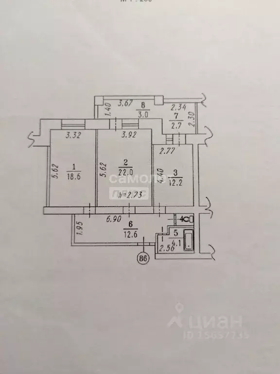 2-к кв. Омская область, Омск ул. Сазонова, 64 (77.0 м) - Фото 1