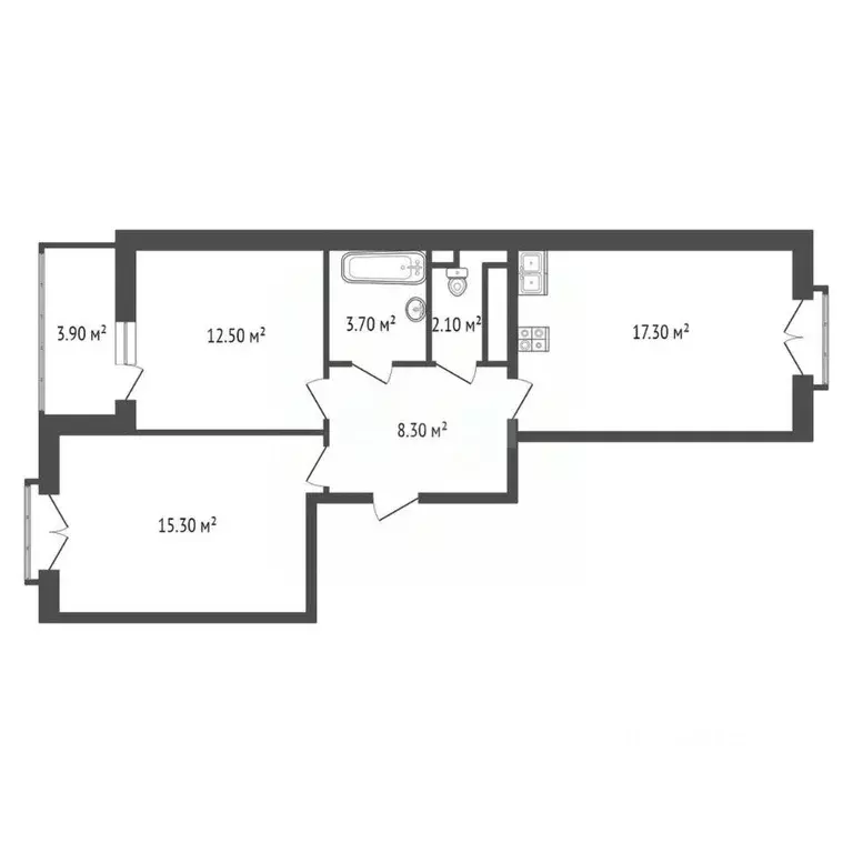 2-к кв. Санкт-Петербург Черниговская ул., 17 (60.1 м) - Фото 1