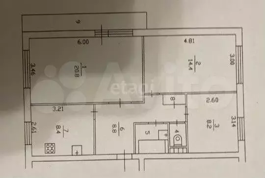 3-к. квартира, 64,8 м, 3/5 эт. - Фото 0