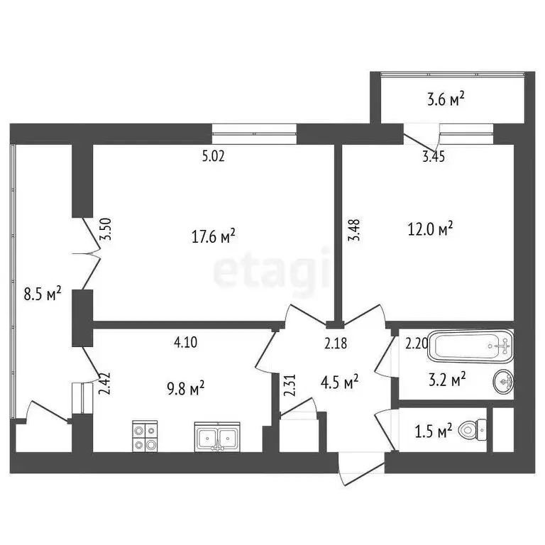 2-комнатная квартира: Ялта, Красноармейская улица, 54 (58.3 м) - Фото 0
