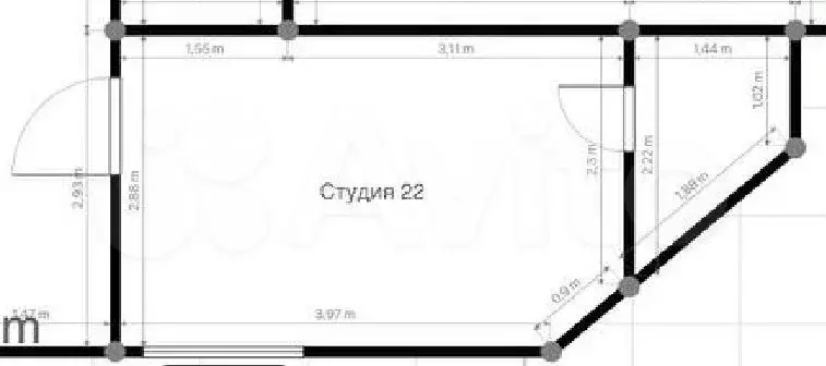 Апартаменты-студия, 13 м, 4/4 эт. - Фото 0