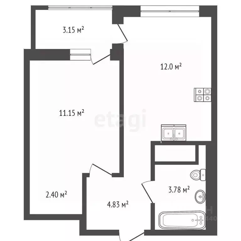 1-к кв. Тюменская область, Тюмень ул. Тимофея Кармацкого, 17 (35.74 м) - Фото 1