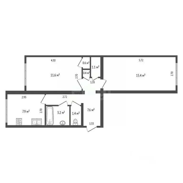 2-к кв. Ямало-Ненецкий АО, Тарко-Сале Пуровский район, Геолог мкр, 11 ... - Фото 2