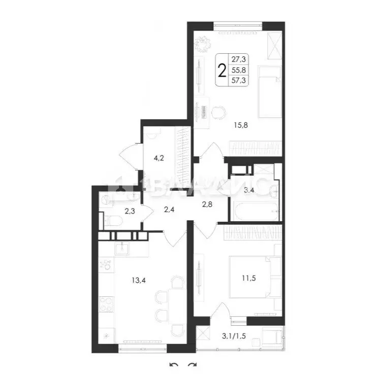 2-комнатная квартира: Воронеж, улица Загоровского, 7к1 (56.1 м) - Фото 1