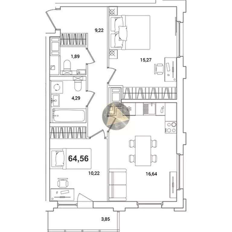 2-комнатная квартира: Санкт-Петербург, Суздальское шоссе, 18к4 (64.56 ... - Фото 1