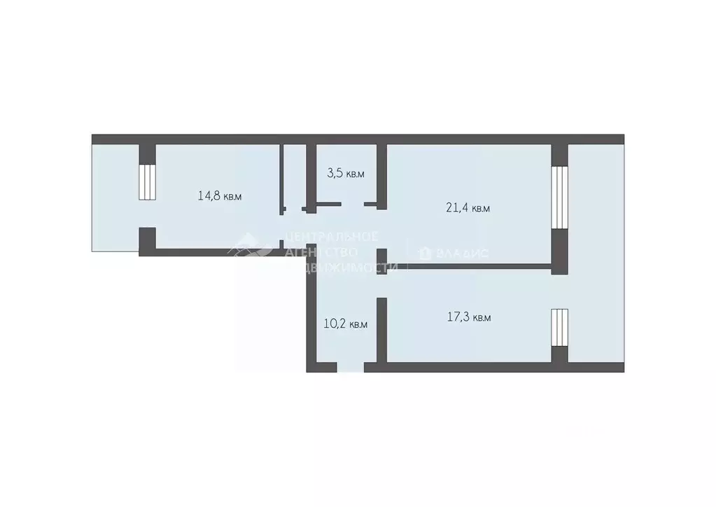 2-к кв. Рязанская область, Рязань Интернациональная ул., 22А (69.8 м) - Фото 2