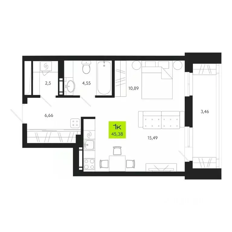 1-к кв. Томская область, Томск Уютный жилой квартал, ул. Маяковского, ... - Фото 0