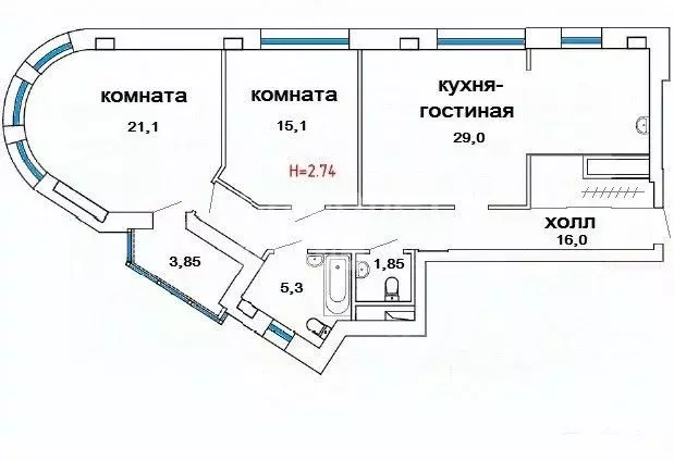2-к кв. Свердловская область, Екатеринбург ул. Фурманова, 124 (92.2 м) - Фото 1