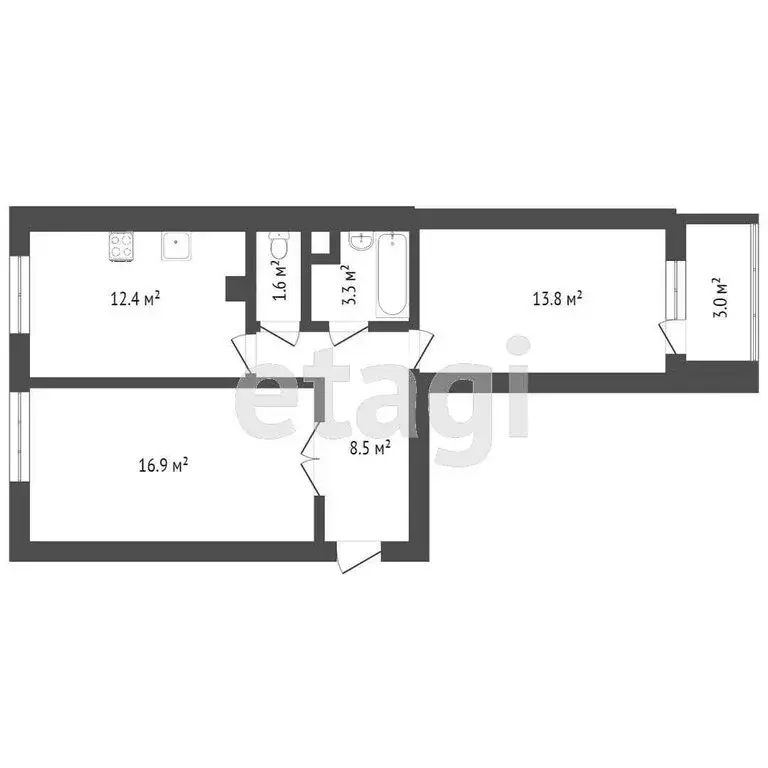 2-комнатная квартира: Тверь, Псковская улица, 6 (62.4 м) - Фото 1