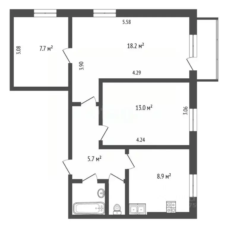 3-к кв. Ярославская область, Ярославль ул. Панина, 37 (57.6 м) - Фото 2