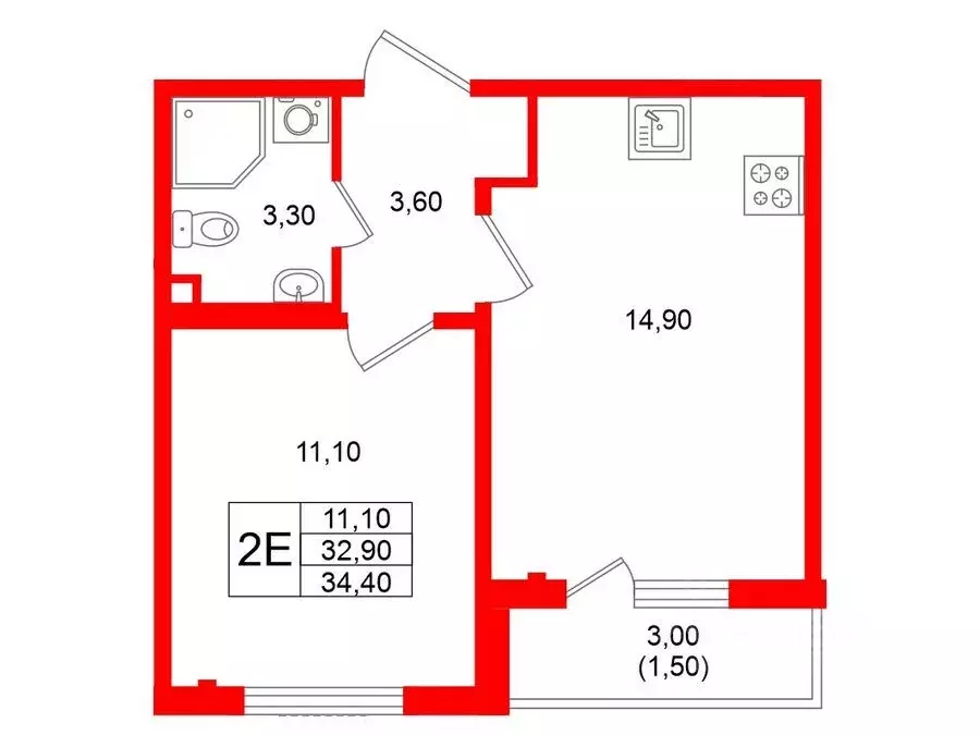 1-к кв. Санкт-Петербург Северный просп., 127к3 (34.0 м) - Фото 1