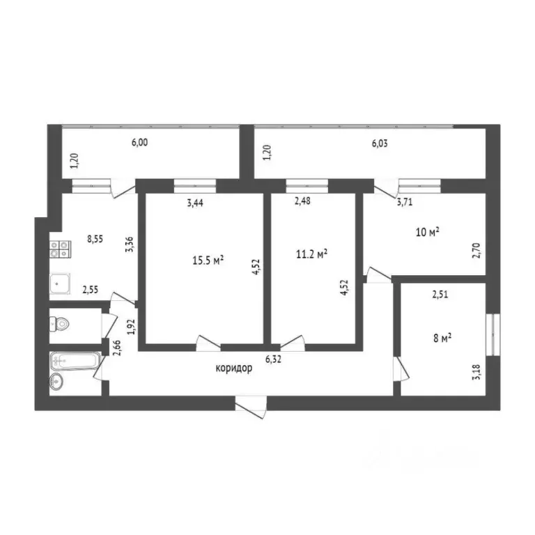 3-к кв. Тюменская область, Тюмень Профсоюзная ул., 32 (71.0 м) - Фото 1
