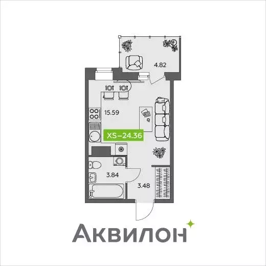 Студия Архангельская область, Северодвинск  (24.36 м) - Фото 0