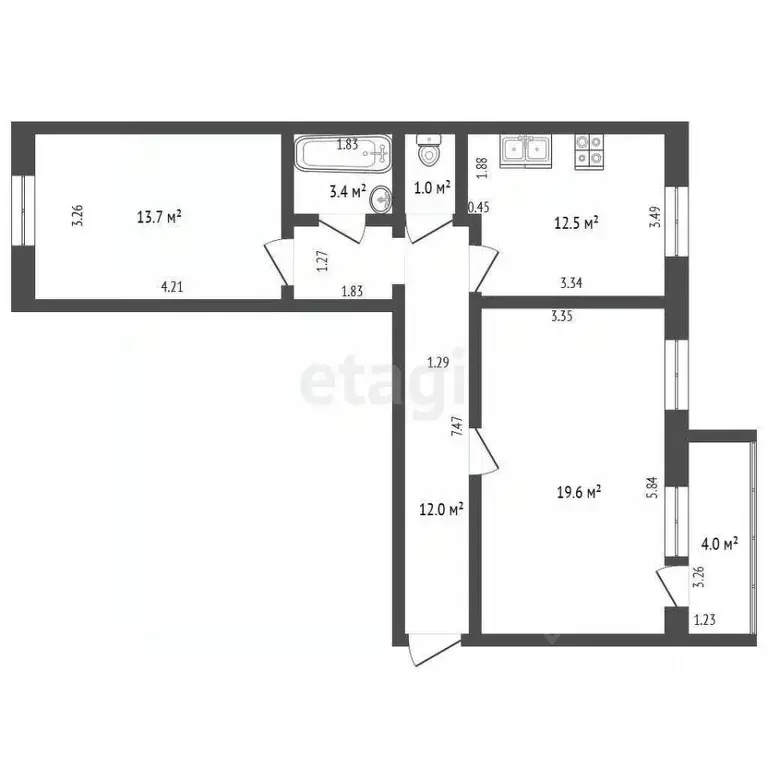 2-к кв. Ханты-Мансийский АО, Нягань Уральская ул., 61 (62.8 м) - Фото 1