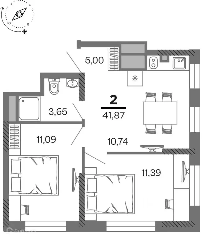 2-к кв. Рязанская область, Рязань Олимпийский городок мкр, 10 (41.87 ... - Фото 1