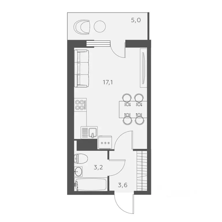 Студия Санкт-Петербург ул. Русановская, 24 (25.4 м) - Фото 0