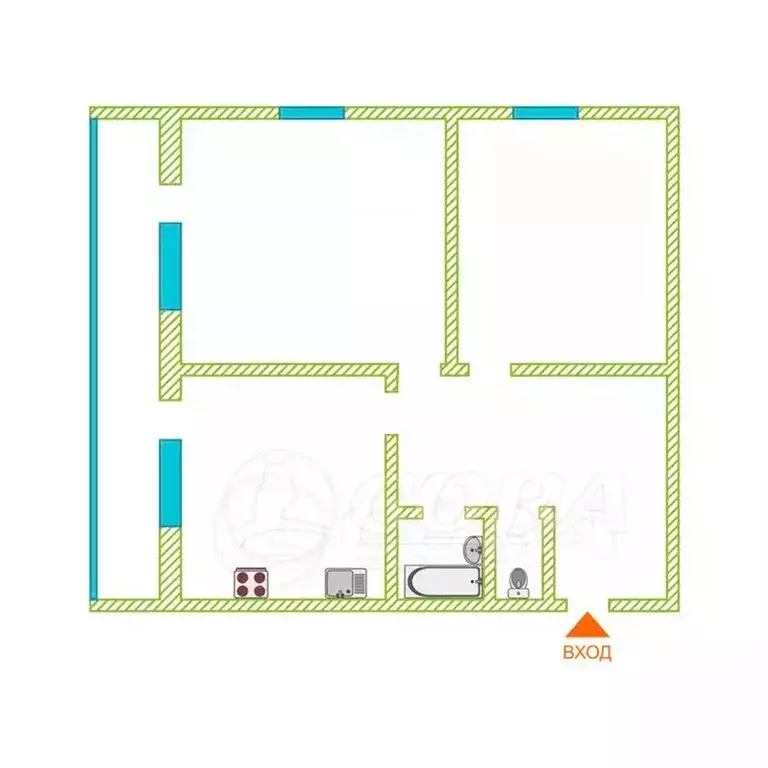 2-комнатная квартира: посёлок Новотуринский, 7А (50 м) - Фото 2