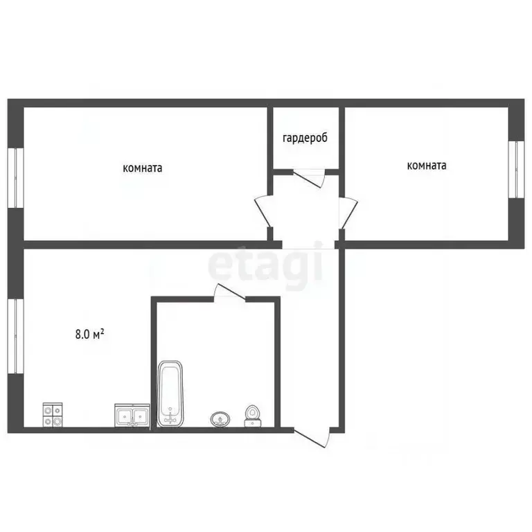 2-к кв. Тюменская область, Тюмень ул. Гастелло, 65 (43.5 м) - Фото 1