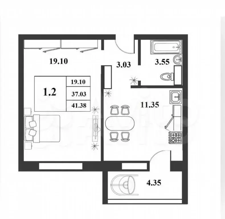 1-к. квартира, 41 м, 7/9 эт. - Фото 0