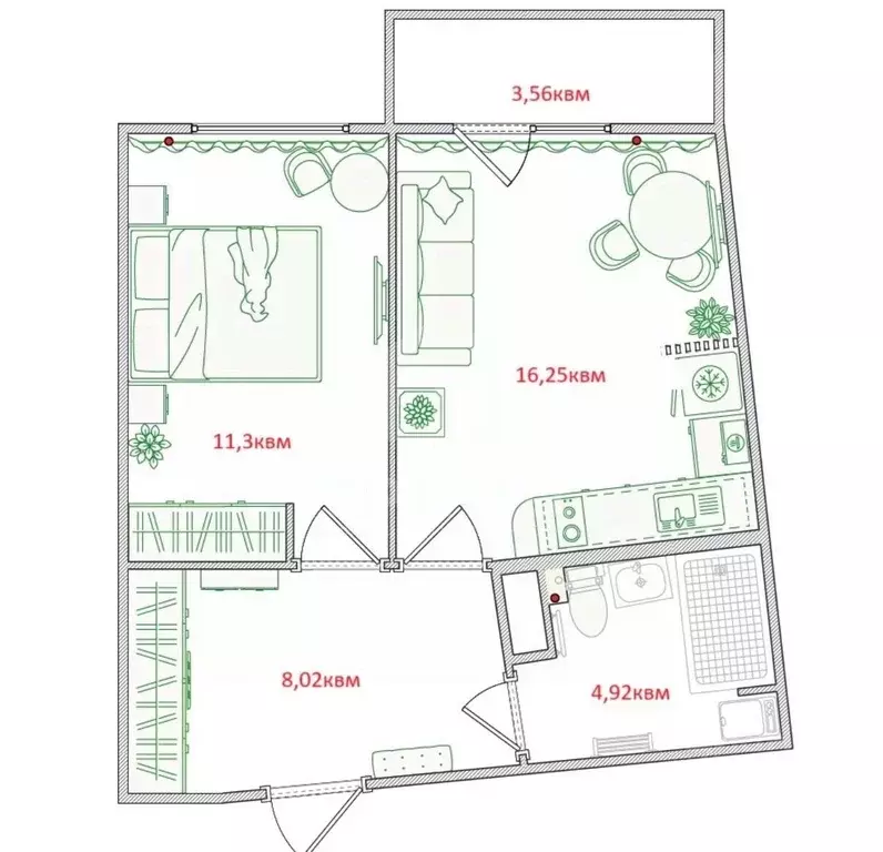1-к кв. Санкт-Петербург Коломяжский просп., 13к3 (44.05 м) - Фото 2