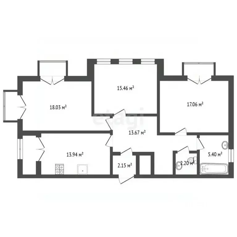 3-к кв. Калининградская область, Калининград ул. Генерал-майора ... - Фото 2