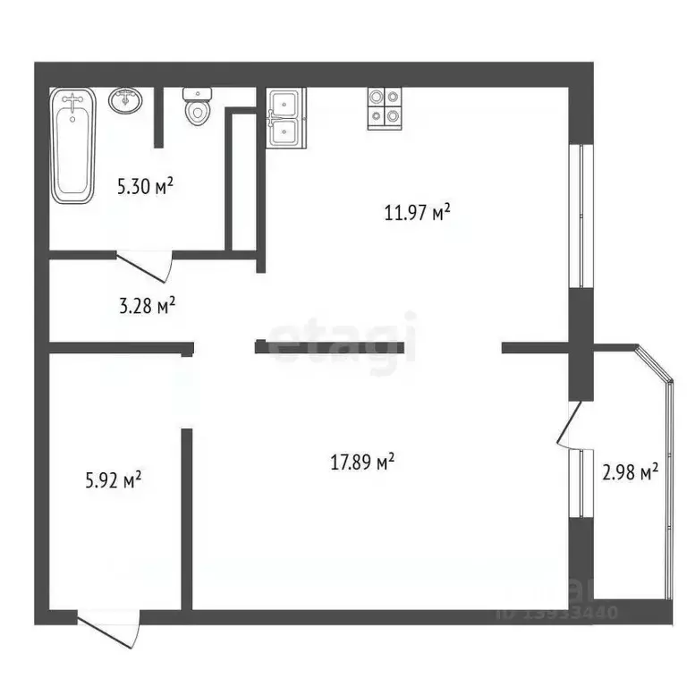 1-к кв. Тюменская область, Тюмень ул. Федюнинского, 56 (49.0 м) - Фото 0