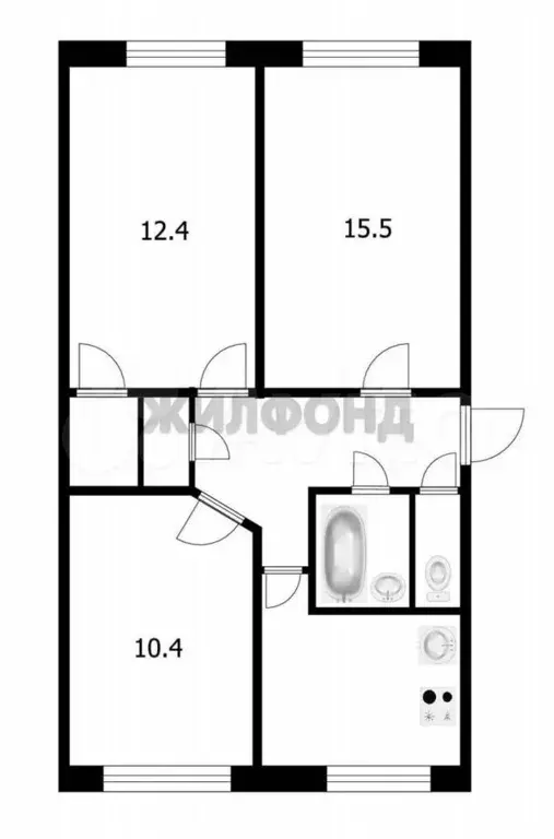 3-к. квартира, 57,5 м, 1/5 эт. - Фото 0