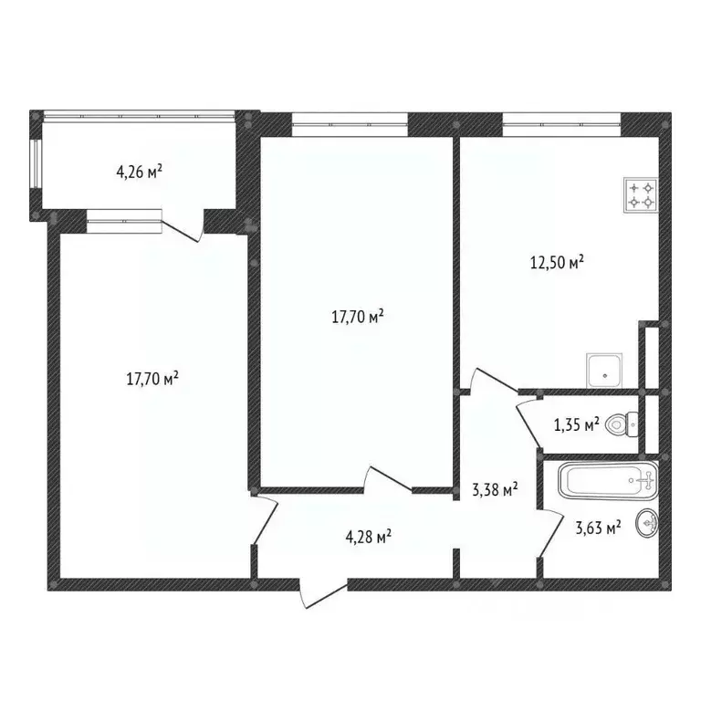 2-к кв. Башкортостан, Уфа ул. Валерия Лесунова, 10 (58.9 м) - Фото 2