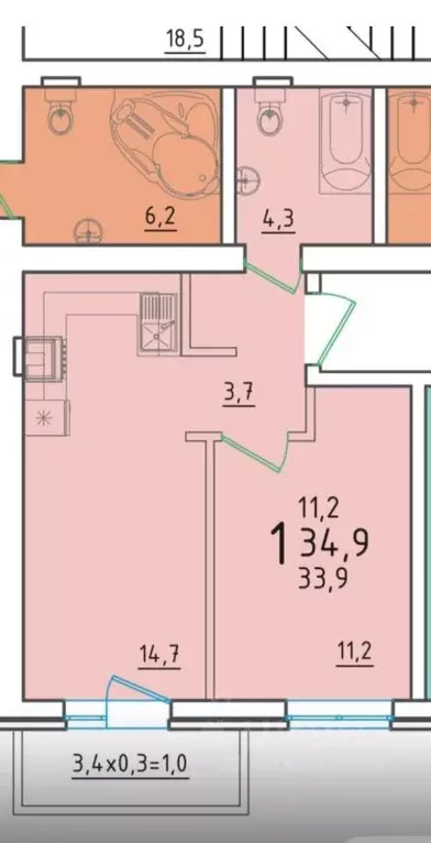 1-к кв. Адыгея, Тахтамукайский район, Старобжегокайское с/пос, Новая ... - Фото 2