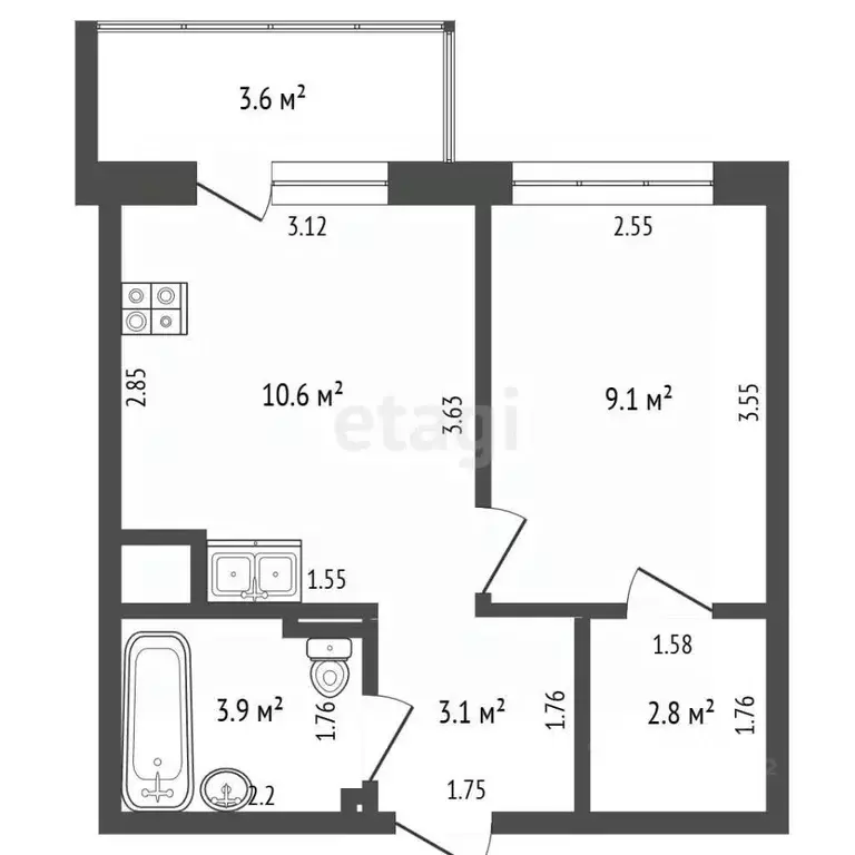 1-к кв. Вологодская область, Вологда Пошехонское ш., 38Е (29.6 м) - Фото 1