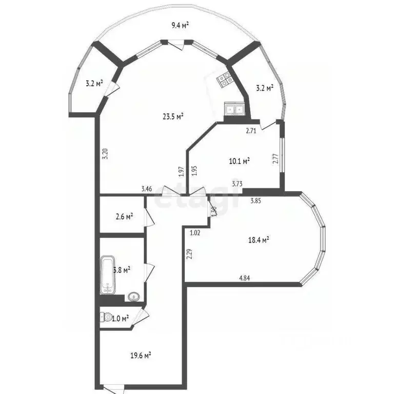 2-к кв. Севастополь ул. Героев Бреста, 116 (89.9 м) - Фото 2