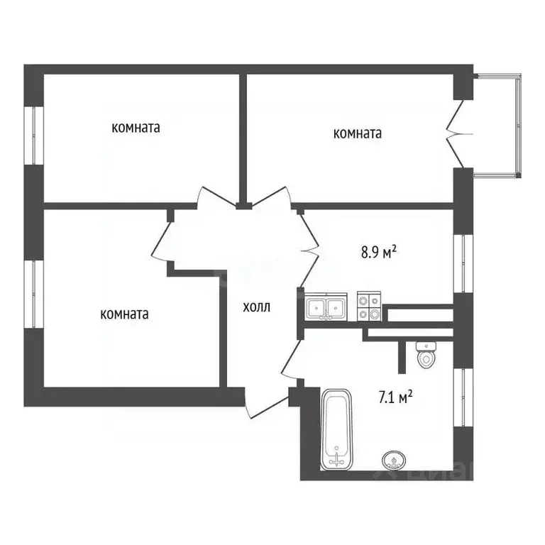 3-к кв. Ярославская область, Ярославль просп. Ленина, 11 (69.0 м) - Фото 2