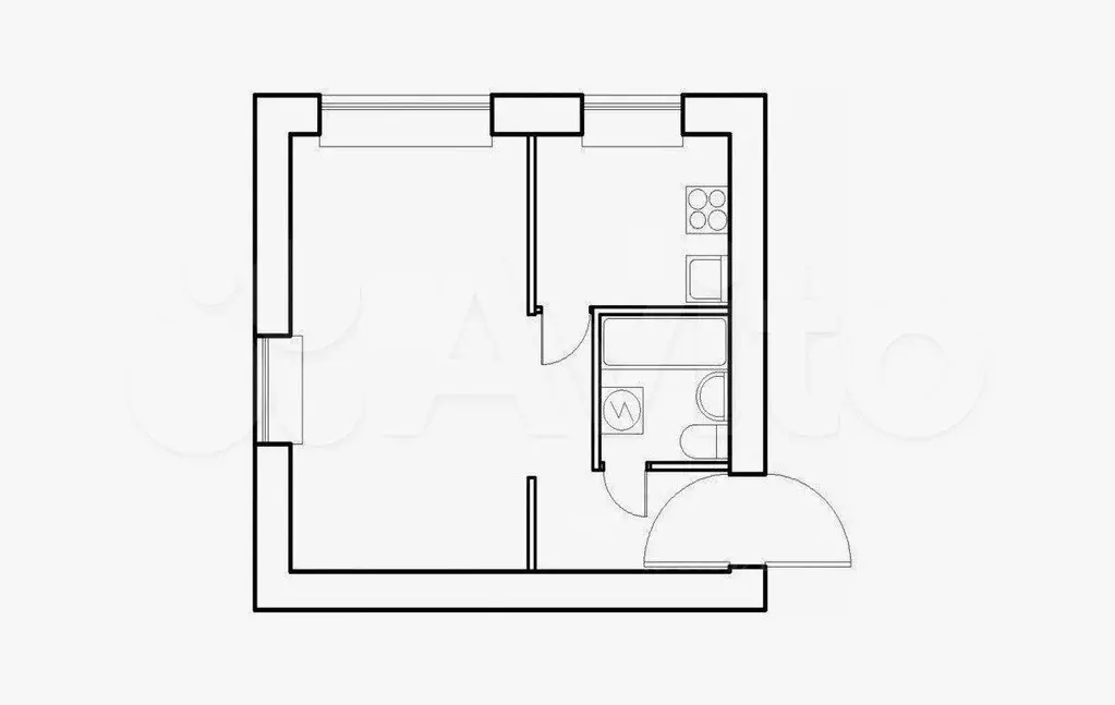 1-к. квартира, 30,9 м, 3/5 эт. - Фото 0