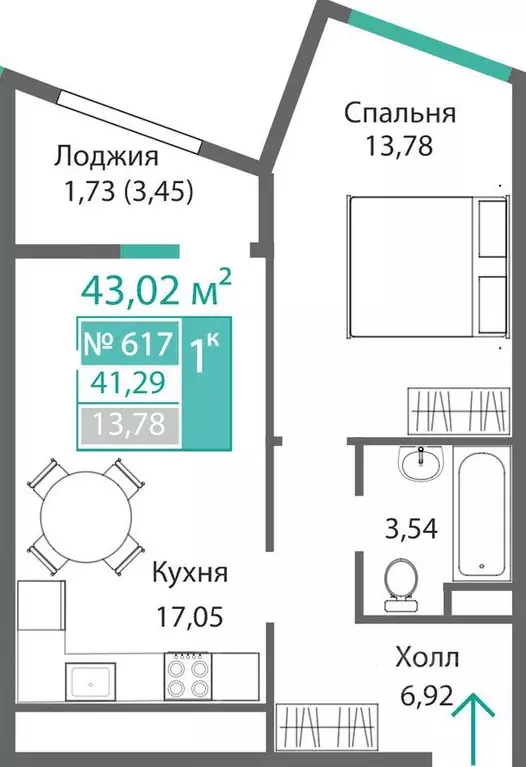 1-к кв. Крым, Симферополь Крымская роза мкр,  (43.02 м) - Фото 0