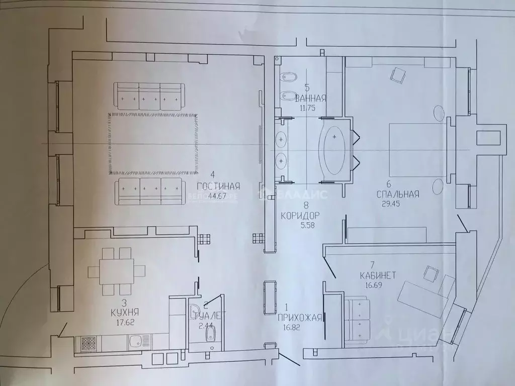 3-к кв. Архангельская область, Архангельск Троицкий просп., 12 (149.2 ... - Фото 2