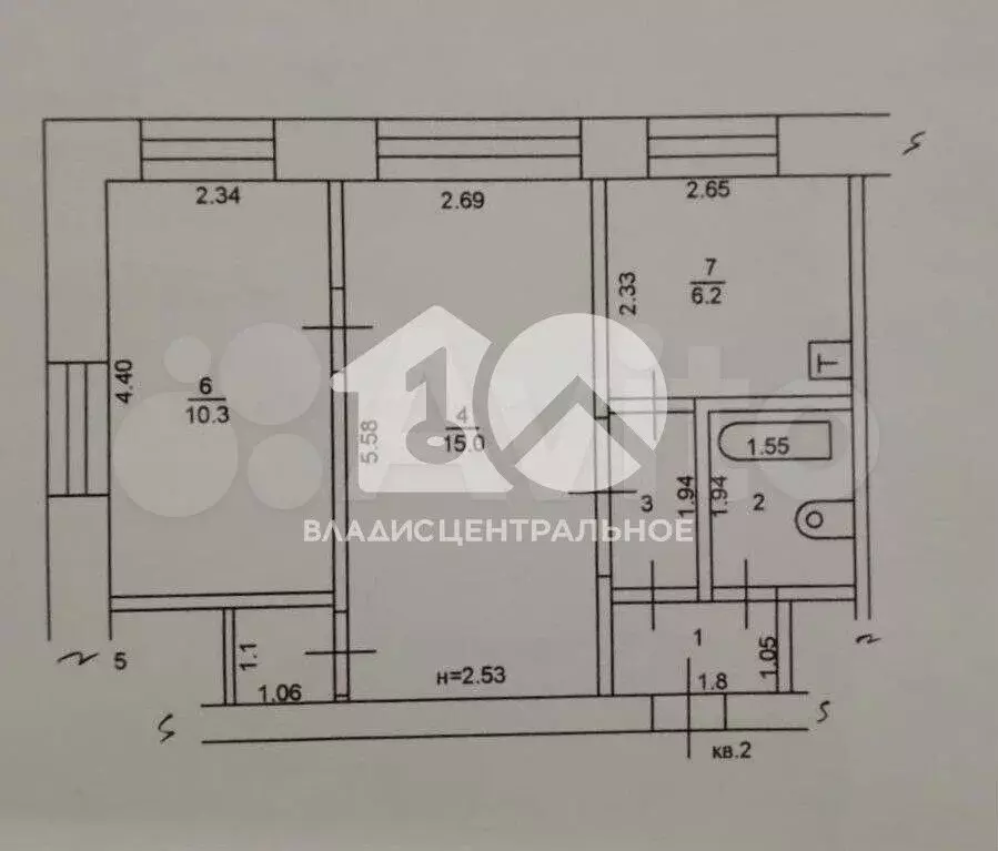 2-к. квартира, 39,7 м, 1/2 эт. - Фото 0