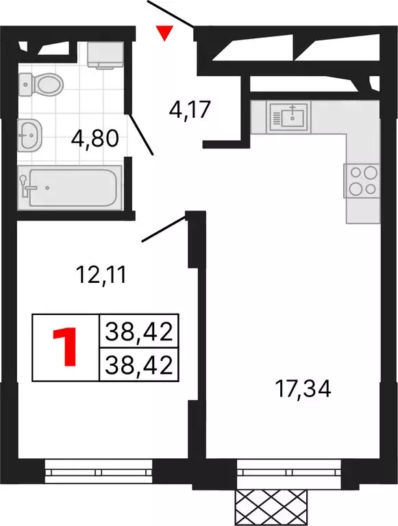1-комнатная квартира: Екатеринбург, Комсомольская улица, 72А (38.42 м) - Фото 1
